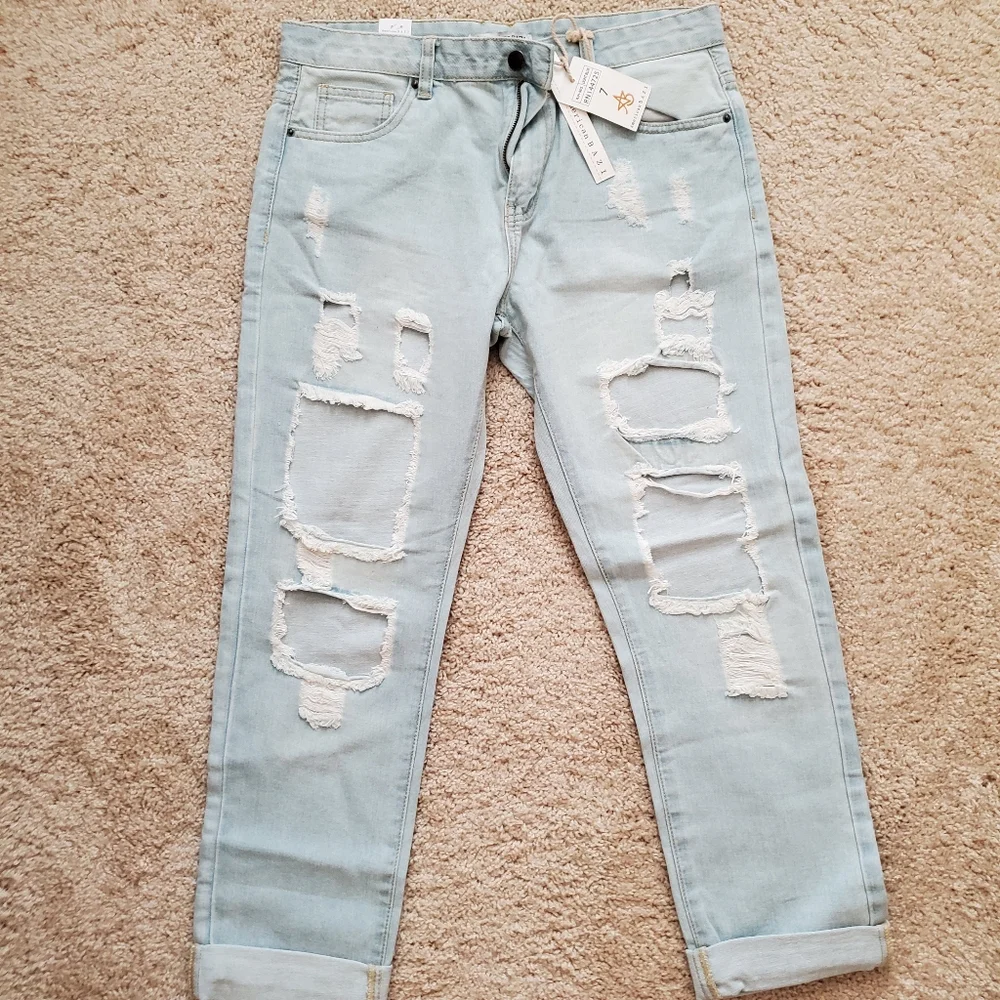 American Bazi Distressed Many Holes Jeans Sz 7